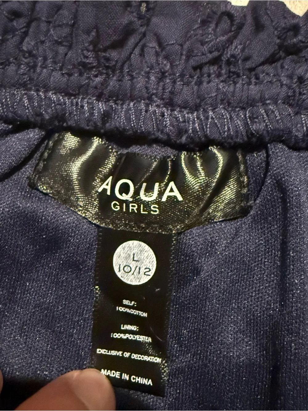 Aqua Girls Navy Eyelet Ruffle Top & Shorts Set L 10/12‎ NWT